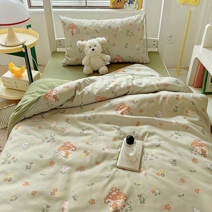 91家纺网 家纺一手货源 找家纺 海岛哥哥 2025新款云朵棉宿舍学生三件套 蘑菇屋