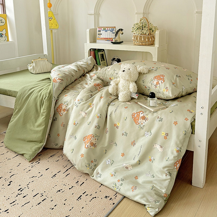 91家纺网 家纺一手货源 找家纺 海岛哥哥 2025新款云朵棉宿舍学生三件套 蘑菇屋