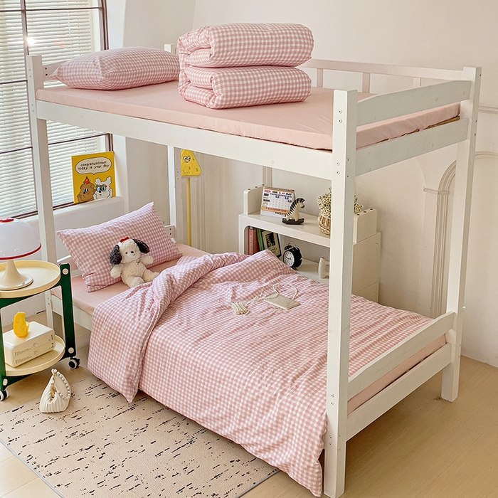 海岛哥哥 2025新款云朵棉宿舍学生三件套 小格浅粉