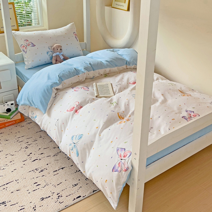 91家纺网 家纺一手货源 找家纺 海岛哥哥 2025新款云朵棉宿舍学生三件套 彩色蝴蝶