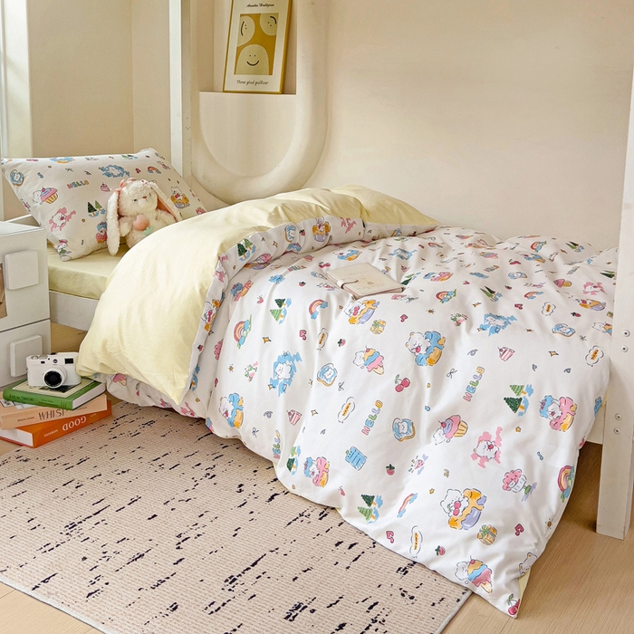 91家纺网 家纺一手货源 找家纺 海岛哥哥 2025新款云朵棉宿舍学生三件套 快乐元素