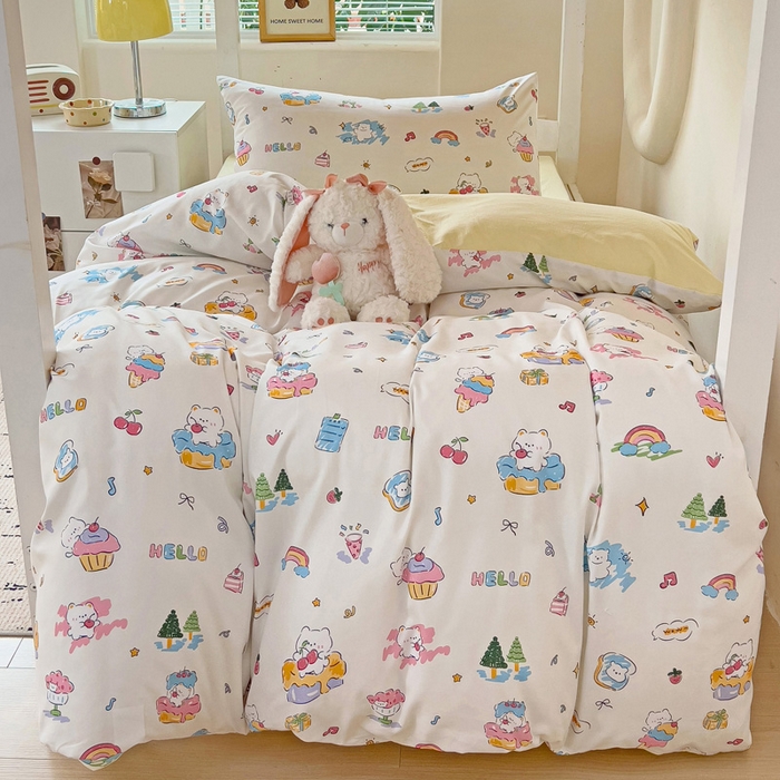 91家纺网 家纺一手货源 找家纺 海岛哥哥 2025新款云朵棉宿舍学生三件套 快乐元素