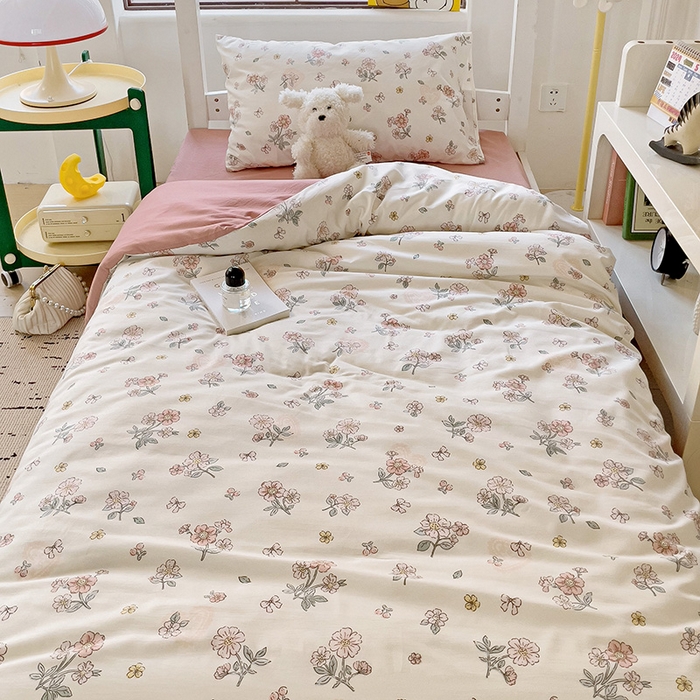 91家纺网 家纺一手货源 找家纺 海岛哥哥 2025新款云朵棉宿舍学生三件套 莫奈粉-A