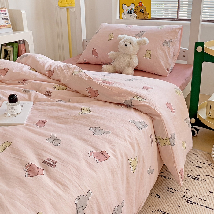 91家纺网 家纺一手货源 找家纺 海岛哥哥 2025新款云朵棉宿舍学生三件套 猫咪日记