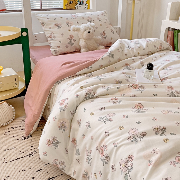 91家纺网 家纺一手货源 找家纺 海岛哥哥 2025新款云朵棉宿舍学生三件套 莫奈粉-A