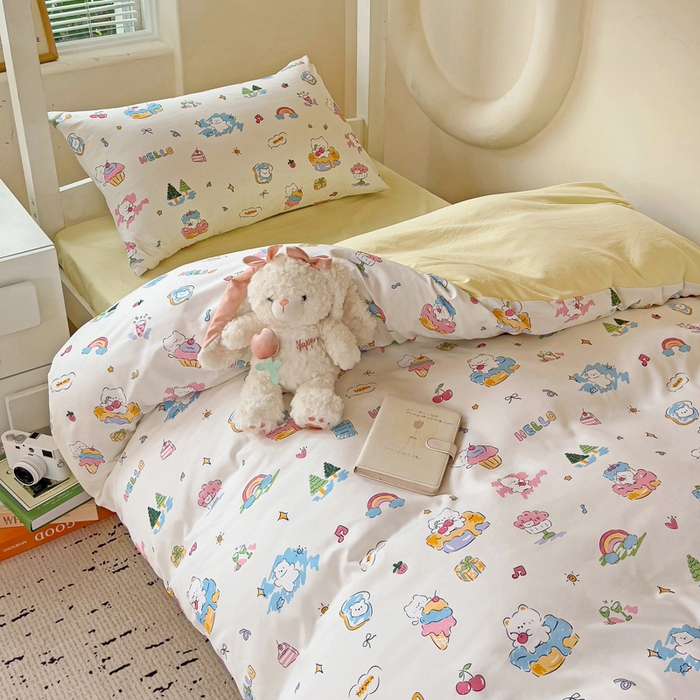 91家纺网 家纺一手货源 找家纺 海岛哥哥 2025新款云朵棉宿舍学生三件套 快乐元素