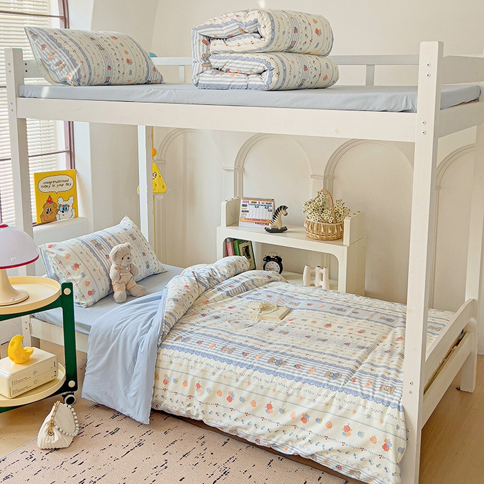 91家纺网 家纺一手货源 找家纺 海岛哥哥 2025新款云朵棉宿舍学生三件套 花园熊