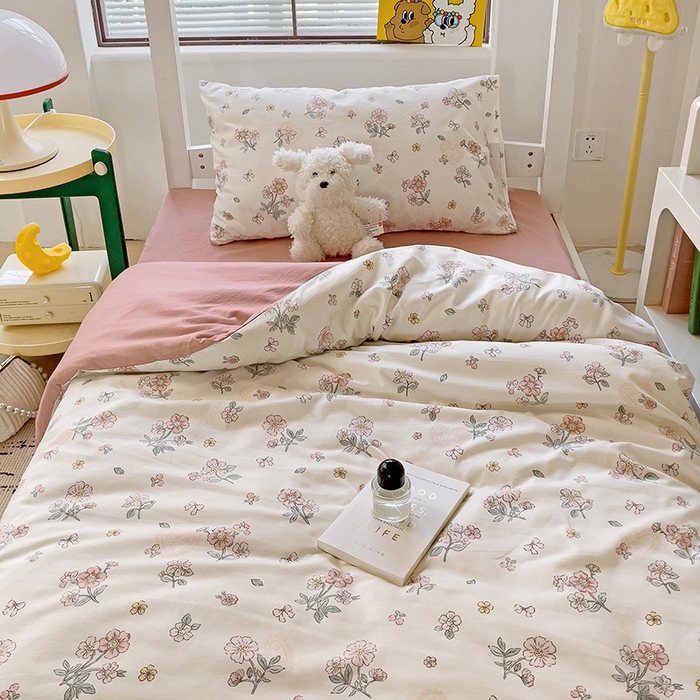 91家纺网 家纺一手货源 找家纺 海岛哥哥 2025新款云朵棉宿舍学生三件套 莫奈粉-A