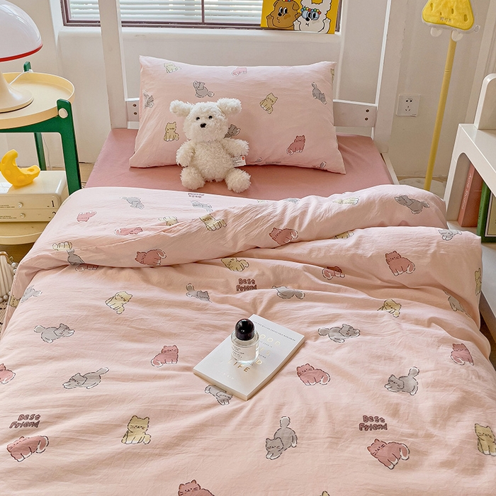 91家纺网 家纺一手货源 找家纺 海岛哥哥 2025新款云朵棉宿舍学生三件套 猫咪日记