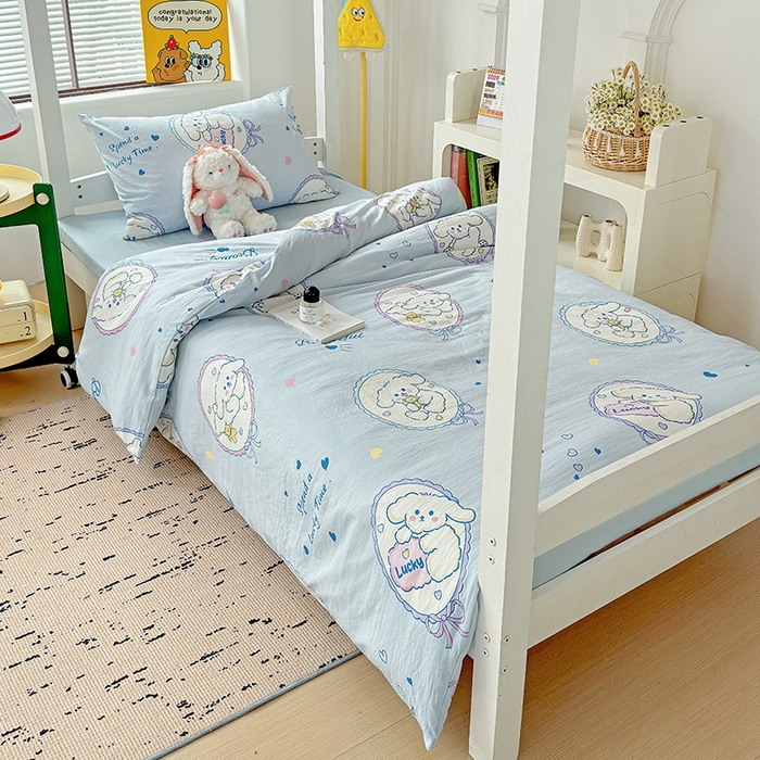 91家纺网 家纺一手货源 找家纺 海岛哥哥 2025新款云朵棉宿舍学生三件套 欢乐狗狗