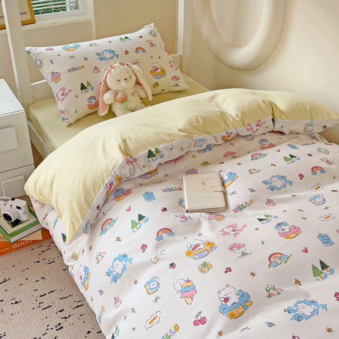 91家纺网 家纺一手货源 找家纺 海岛哥哥 2025新款云朵棉宿舍学生三件套 快乐元素