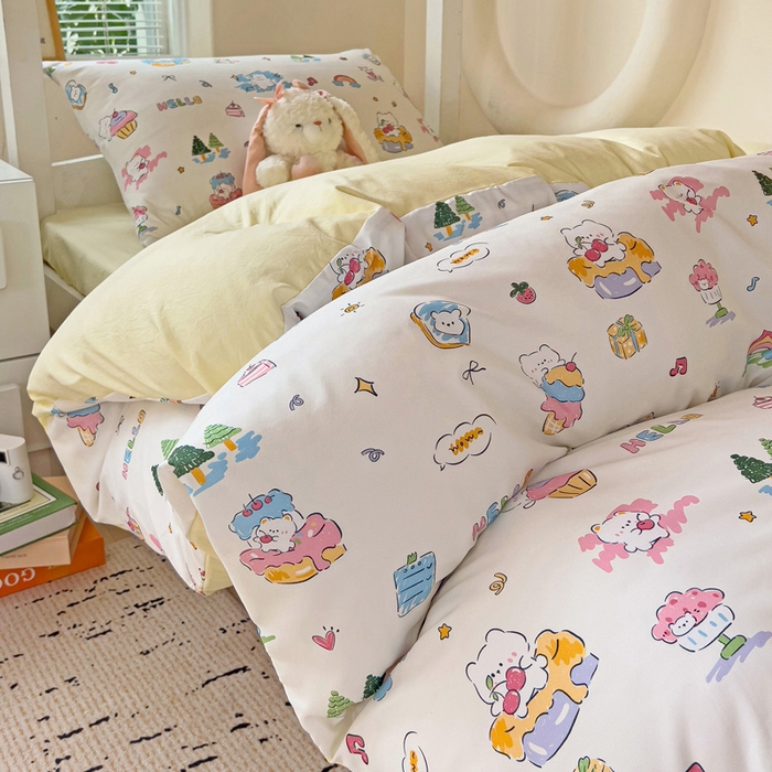 91家纺网 家纺一手货源 找家纺 海岛哥哥 2025新款云朵棉宿舍学生三件套 快乐元素