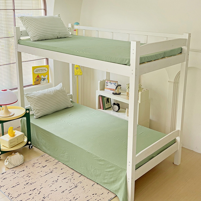 91家纺网 家纺一手货源 找家纺 海岛哥哥 2025新款云朵棉宿舍学生三件套 小格浅绿