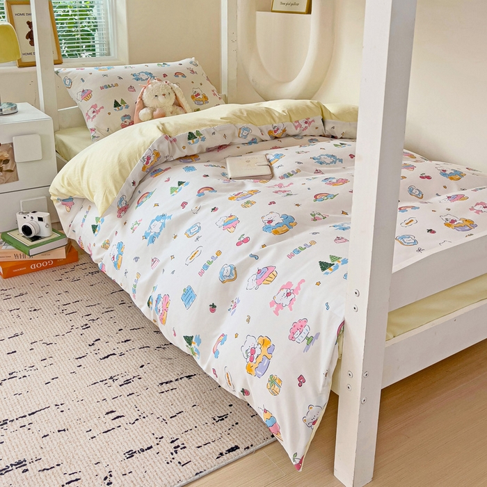 91家纺网 家纺一手货源 找家纺 海岛哥哥 2025新款云朵棉宿舍学生三件套 快乐元素