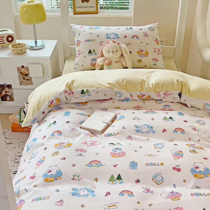 91家纺网 家纺一手货源 找家纺 海岛哥哥 2025新款云朵棉宿舍学生三件套 快乐元素