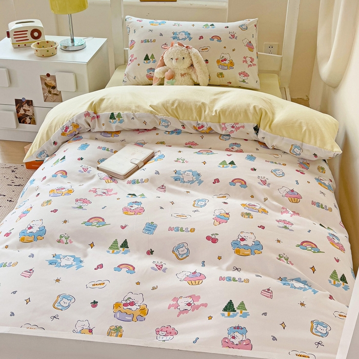 91家纺网 家纺一手货源 找家纺 海岛哥哥 2025新款云朵棉宿舍学生三件套 快乐元素