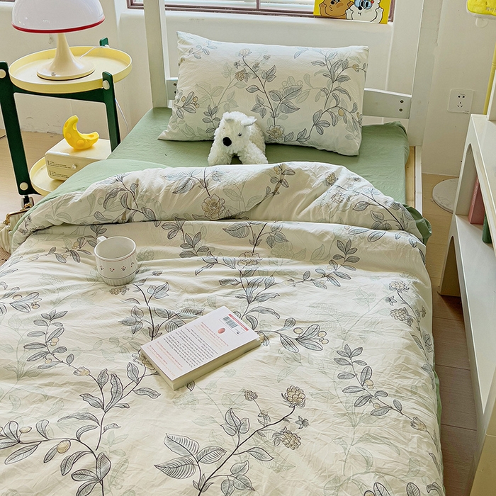 91家纺网 家纺一手货源 找家纺 海岛哥哥 2025新款云朵棉宿舍学生三件套 藤蔓