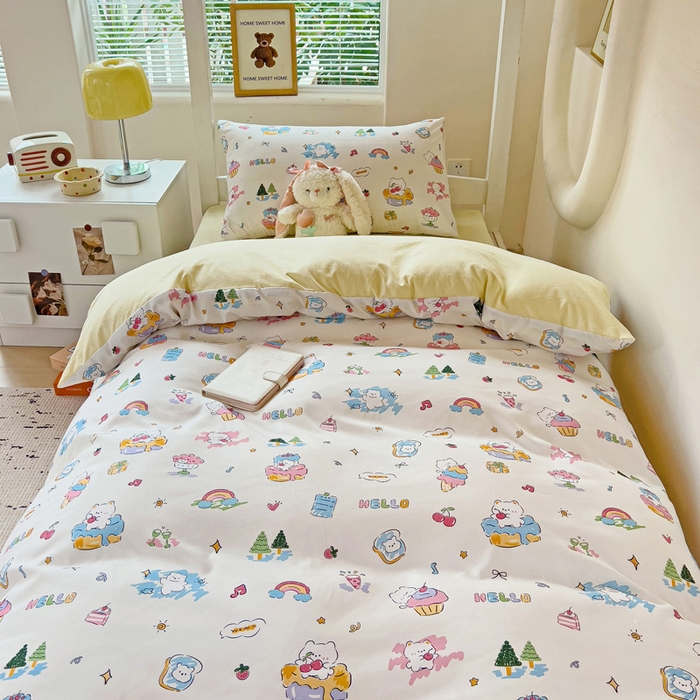 91家纺网 家纺一手货源 找家纺 海岛哥哥 2025新款云朵棉宿舍学生三件套 快乐元素