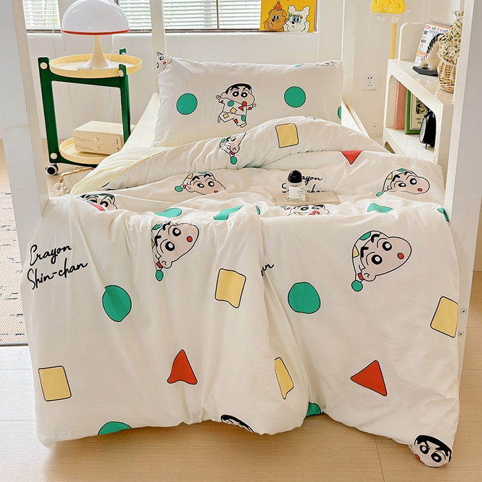 91家纺网 家纺一手货源 找家纺 海岛哥哥 2025新款云朵棉宿舍学生三件套 可爱小新