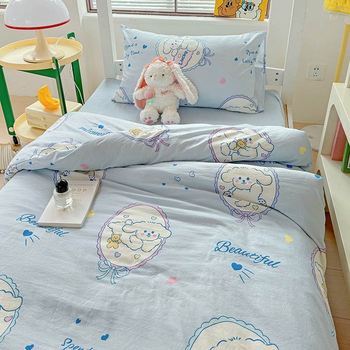 91家纺网 家纺一手货源 找家纺 海岛哥哥 2025新款云朵棉宿舍学生三件套 欢乐狗狗