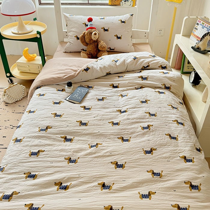 91家纺网 家纺一手货源 找家纺 海岛哥哥 2025新款云朵棉宿舍学生三件套 腊肠狗