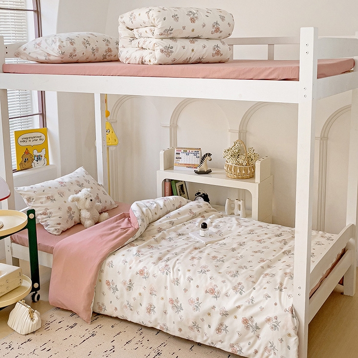 91家纺网 家纺一手货源 找家纺 海岛哥哥 2025新款云朵棉宿舍学生三件套 莫奈粉-A