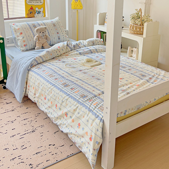 91家纺网 家纺一手货源 找家纺 海岛哥哥 2025新款云朵棉宿舍学生三件套 花园熊