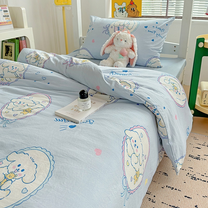 91家纺网 家纺一手货源 找家纺 海岛哥哥 2025新款云朵棉宿舍学生三件套 欢乐狗狗