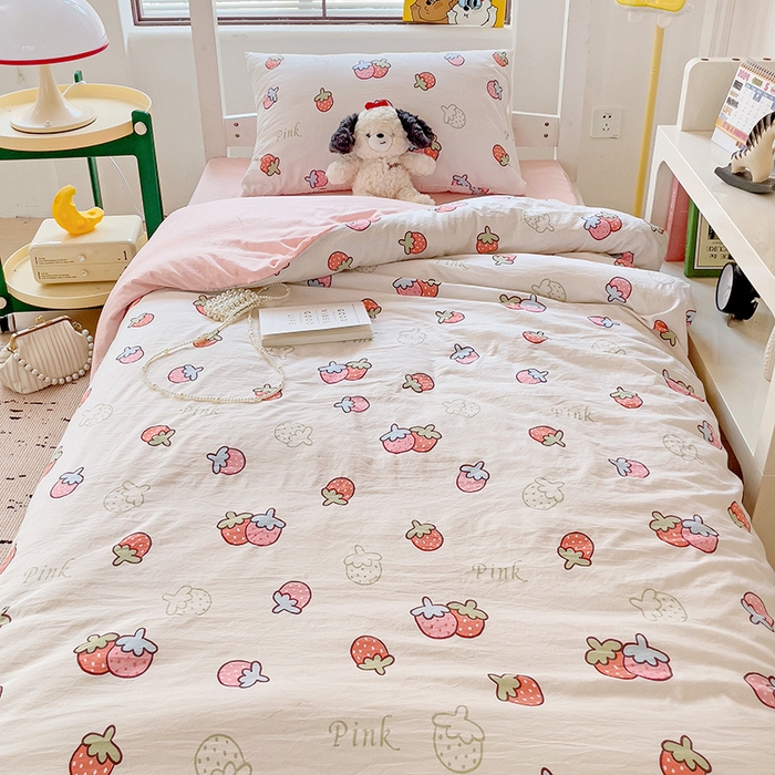 91家纺网 家纺一手货源 找家纺 海岛哥哥 2025新款云朵棉宿舍学生三件套 夏日草莓