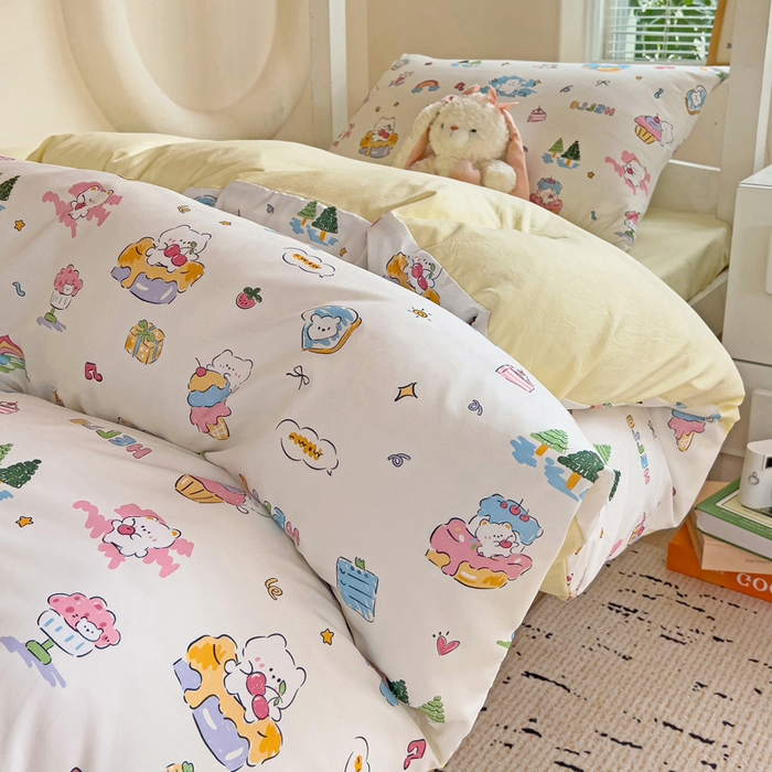 91家纺网 家纺一手货源 找家纺 海岛哥哥 2025新款云朵棉宿舍学生三件套 快乐元素