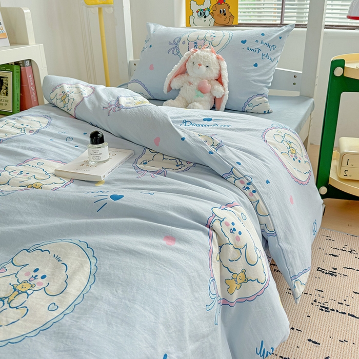 91家纺网 家纺一手货源 找家纺 海岛哥哥 2025新款云朵棉宿舍学生三件套 欢乐狗狗