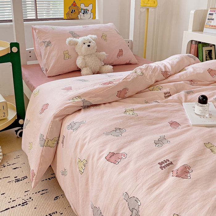 91家纺网 家纺一手货源 找家纺 海岛哥哥 2025新款云朵棉宿舍学生三件套 猫咪日记