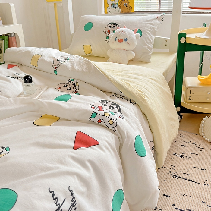 91家纺网 家纺一手货源 找家纺 海岛哥哥 2025新款云朵棉宿舍学生三件套 可爱小新