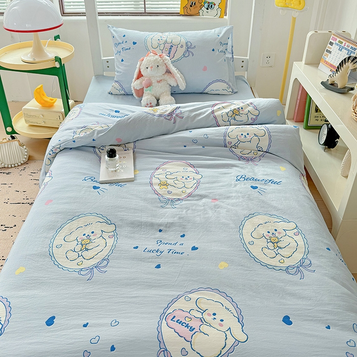 91家纺网 家纺一手货源 找家纺 海岛哥哥 2025新款云朵棉宿舍学生三件套 欢乐狗狗