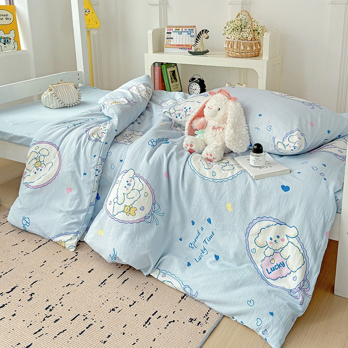 91家纺网 家纺一手货源 找家纺 海岛哥哥 2025新款云朵棉宿舍学生三件套 欢乐狗狗