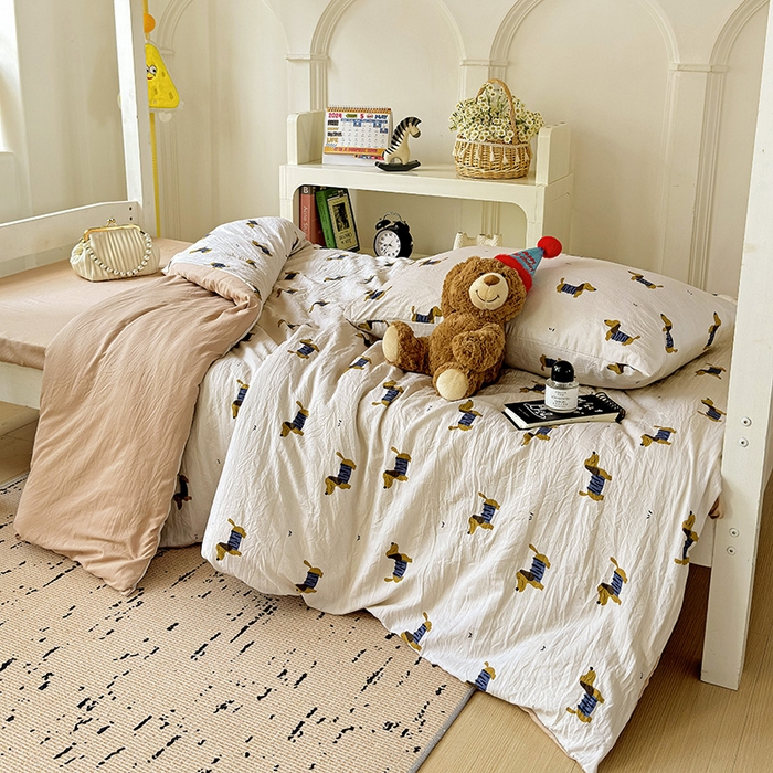 91家纺网 家纺一手货源 找家纺 海岛哥哥 2025新款云朵棉宿舍学生三件套 腊肠狗