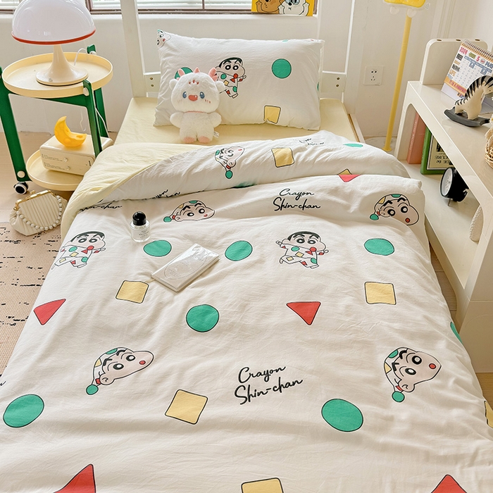 91家纺网 家纺一手货源 找家纺 海岛哥哥 2025新款云朵棉宿舍学生三件套 可爱小新