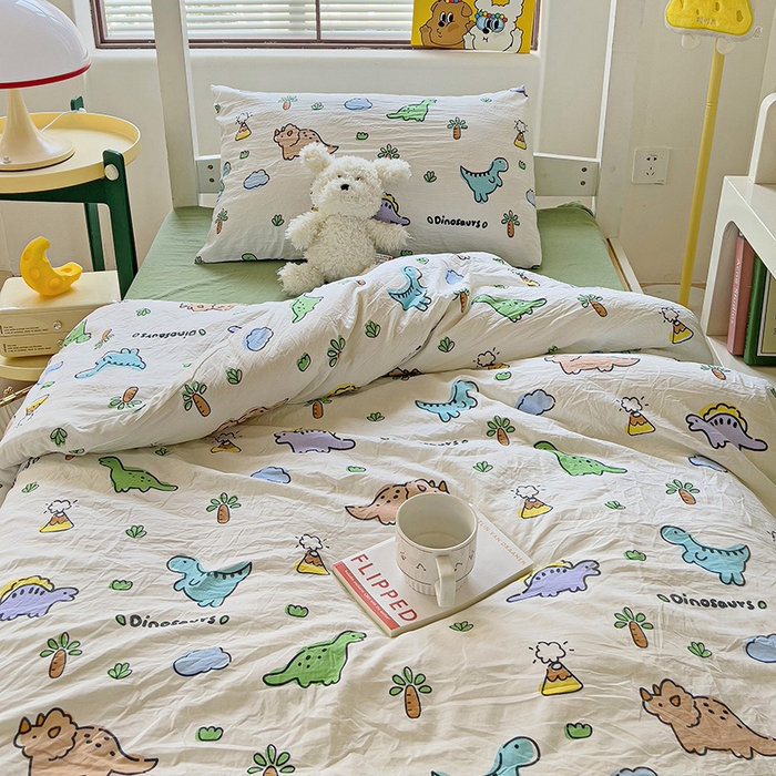 91家纺网 家纺一手货源 找家纺 海岛哥哥 2025新款云朵棉宿舍学生三件套 萌趣恐龙