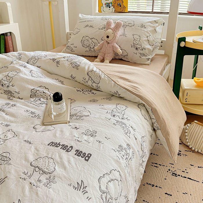 91家纺网 家纺一手货源 找家纺 海岛哥哥 2025新款云朵棉宿舍学生三件套 熊宝乐园