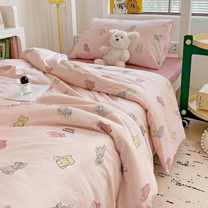 91家纺网 家纺一手货源 找家纺 海岛哥哥 2025新款云朵棉宿舍学生三件套 猫咪日记