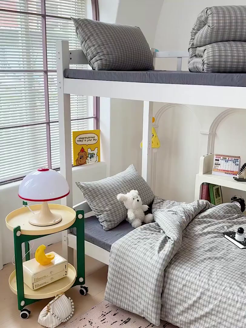 91家纺网 家纺一手货源 找家纺 海岛哥哥 2025新款云朵棉宿舍学生三件套 小格浅蓝