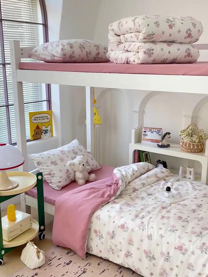 91家纺网 家纺一手货源 找家纺 海岛哥哥 2025新款云朵棉宿舍学生三件套 莫奈粉-A