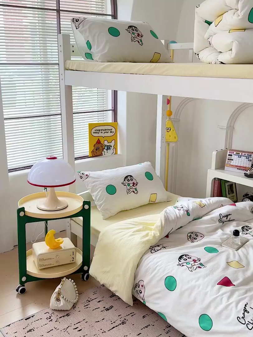 91家纺网 家纺一手货源 找家纺 海岛哥哥 2025新款云朵棉宿舍学生三件套 可爱小新