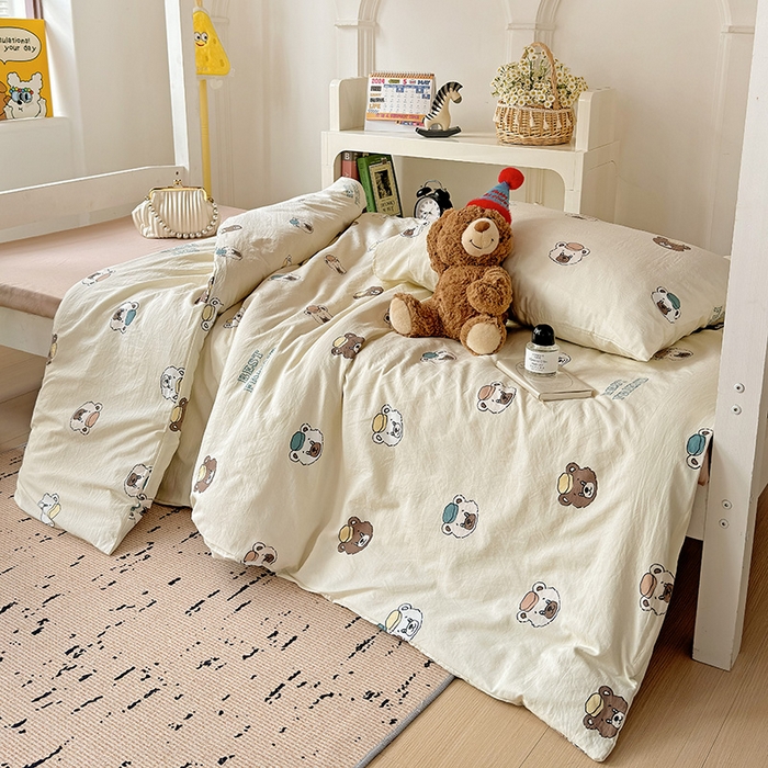 91家纺网 家纺一手货源 找家纺 港岛妹妹 2025新款宿舍学生三件套 熊熊公仔