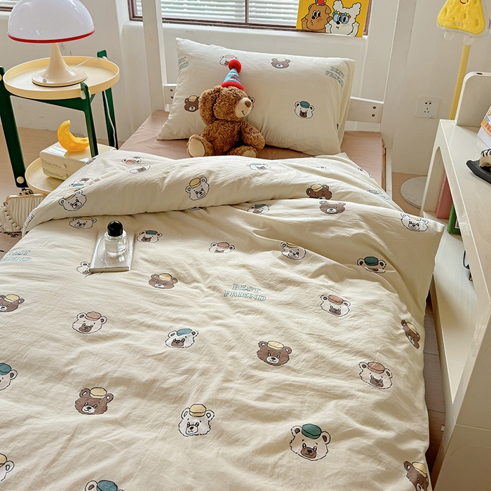 91家纺网 家纺一手货源 找家纺 港岛妹妹 2025新款宿舍学生三件套 熊熊公仔