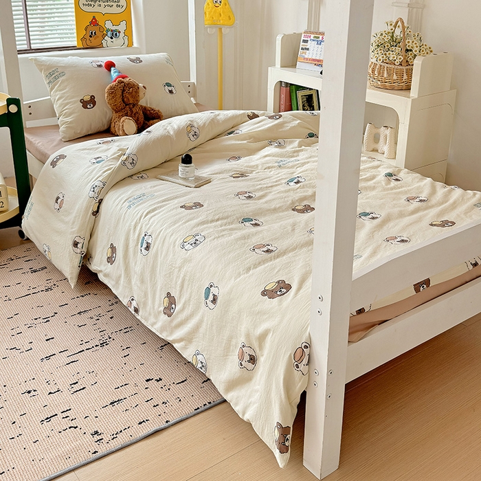 91家纺网 家纺一手货源 找家纺 港岛妹妹 2025新款宿舍学生三件套 熊熊公仔