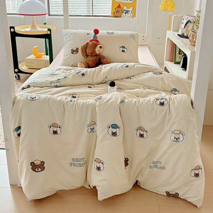 91家纺网 家纺一手货源 找家纺 港岛妹妹 2025新款宿舍学生三件套 熊熊公仔