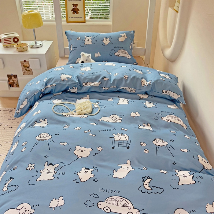 91家纺网 家纺一手货源 找家纺 港岛妹妹 2025新款宿舍学生三件套 狗狗乐园