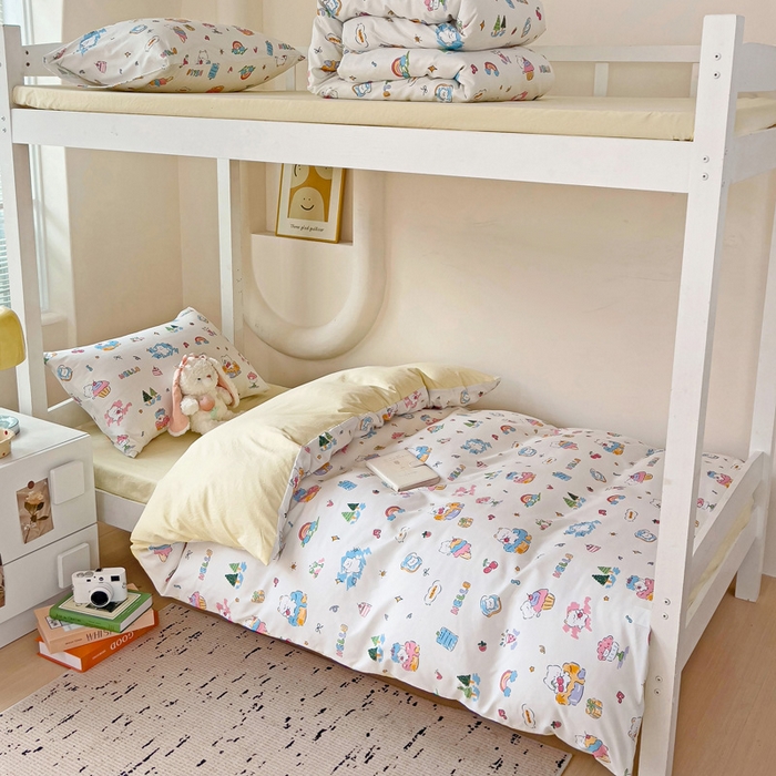 91家纺网 家纺一手货源 找家纺 海岛哥哥 2025新款云朵棉宿舍学生三件套 快乐元素