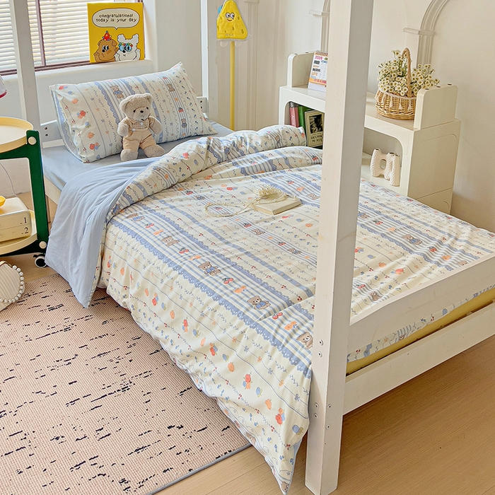 91家纺网 家纺一手货源 找家纺 海岛哥哥 2025新款云朵棉宿舍学生三件套 花园熊